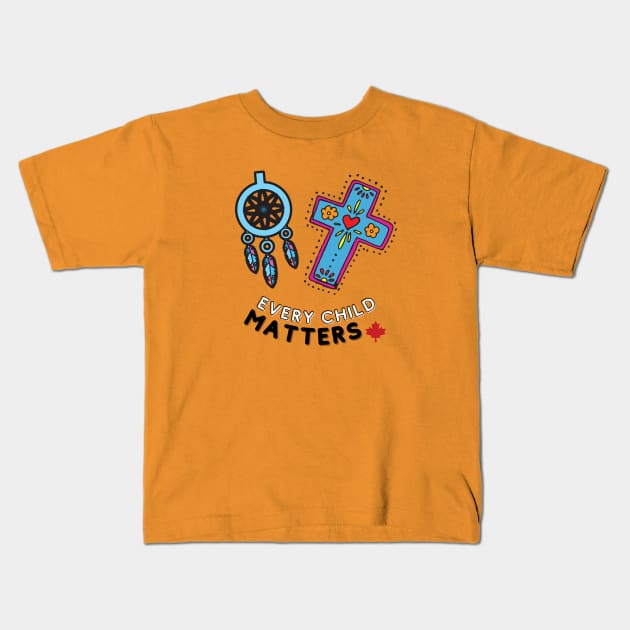 Every Child Matters Canada maple leaf Kids T-Shirt by Mission Bear